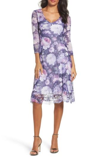 Petite Women's Komarov Mixed Media Dress P - Blue