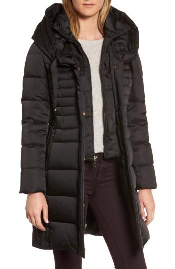 Women's Tahari Mia Down & Feather Fill Coat - Black