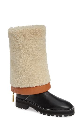 Women's Stuart Weitzman Renata Genuine Shearling Boot .5 M - Black