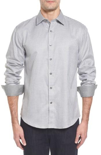 Men's Bugatchi Slim Fit Dobby Sport Shirt - Grey