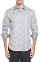Men's Bugatchi Slim Fit Dobby Sport Shirt - Grey