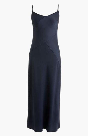 Women's J.crew Collection Mixed Satin-crepe Slipdress - Blue