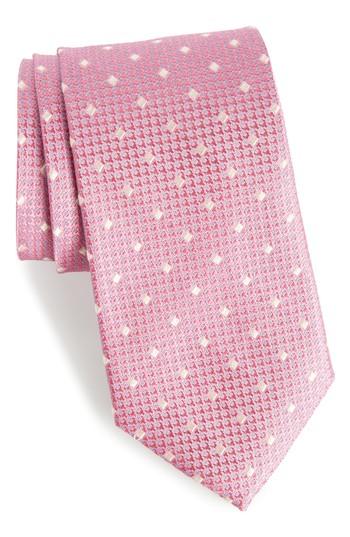 Men's Nordstrom Men's Shop Contrada Dot Silk Tie, Size - Pink