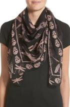 Women's Alexander Mcqueen Graphic Dragonfly Silk Scarf, Size - Black