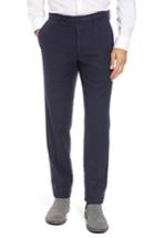 Men's Incotex Flat Front Stretch Linen & Cotton Trousers - Blue