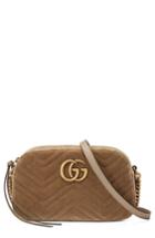 Gucci Small Gg Marmont 2.0 Matelasse Velvet Shoulder Bag - Brown