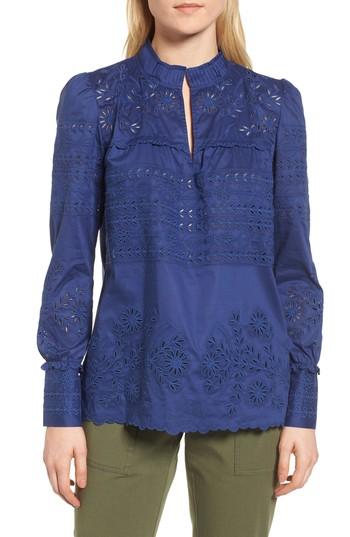 Women's Nordstrom Signature Eyelet Blouse - Blue
