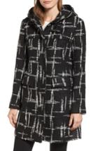 Women's Ellen Tracy Pattern Boucle Hooded Toggle Topper - Black