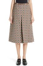 Women's Gucci Leather Trim Pleated Skirt