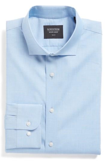 Men's Nordstrom Men's Shop Trim Fit Stripe Dress Shirt 34/35 - Blue