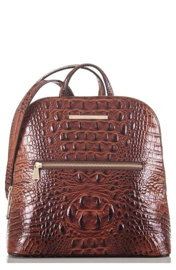 Brahmin Felicity Croc Embossed Leather Backpack - Brown