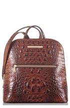 Brahmin Felicity Croc Embossed Leather Backpack - Brown