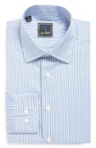 Men's David Donahue Regular Fit Stripe Dress Shirt 32/33 - Blue