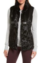Women's Via Spiga Reversible Faux Fur & Faux Leather Vest - Black