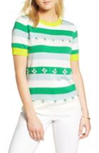 Women's 1901 Embellished Colorblock Stripe Sweater - Green