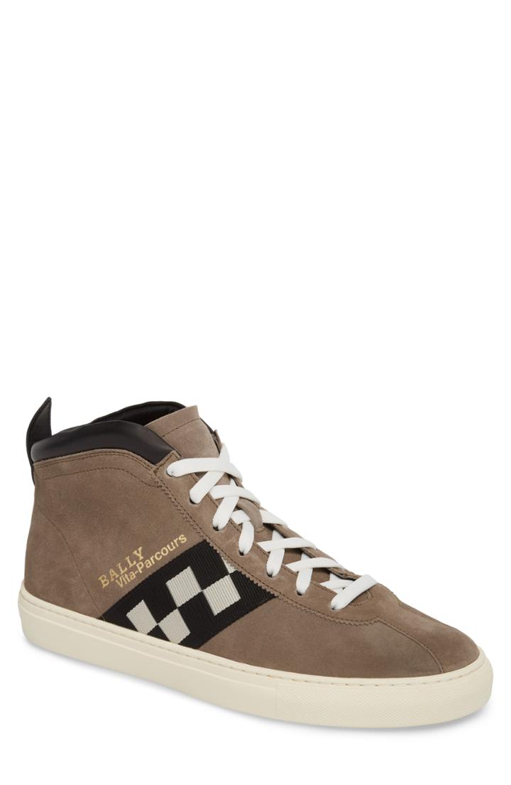 Men's Bally Vita Checkered High Top Sneaker .5 D - Beige