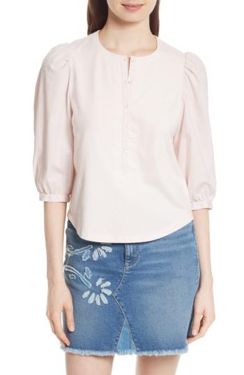 Women's La Vie Rebecca Taylor Poplin Sleeve Jersey Top - Pink