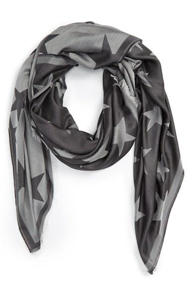 Women's Stella Mccartney Star Pattern Silk Blend Scarf, Size - Grey