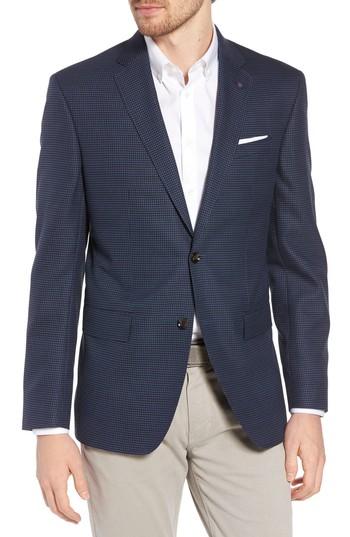 Men's Ted Baker London Jay Trim Fit Stretch Check Cotton Blend Sport Coat R - Blue