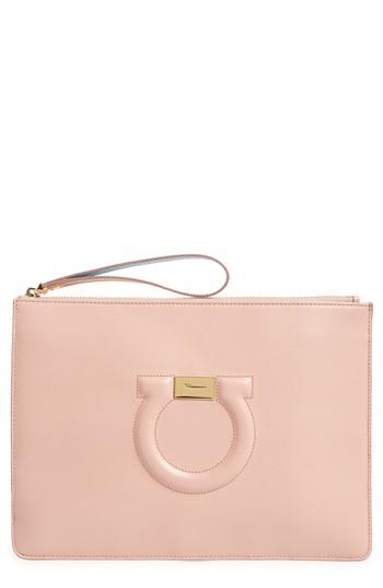 Salvatore Ferragamo Gancio Leather Wristlet - Pink