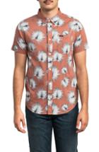Men's Rvca Palms Woven Shirt, Size - Coral