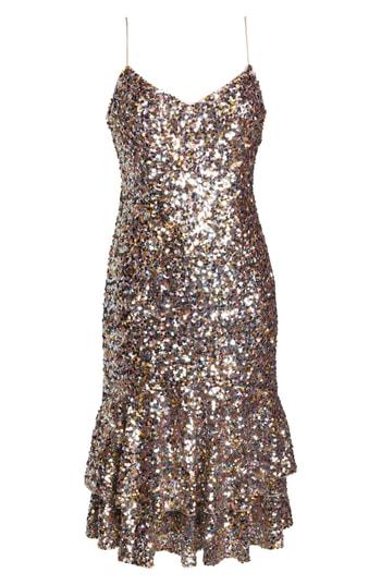 Women's Adrianna Papell Ruffle Hem Sequin Midi Dress - Pink