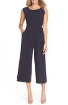 Women's Tahari Sleeveless Crepe Crop Jumpsuit - Blue