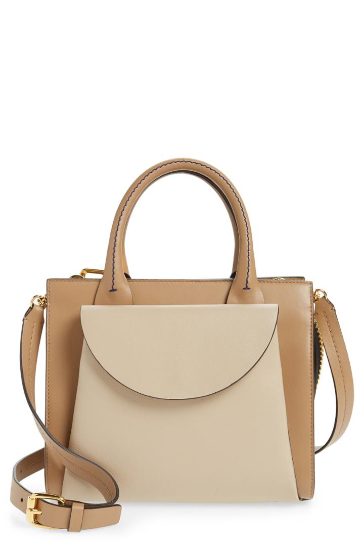 Marni Law Colorblock Leather Top Handle Satchel - Beige