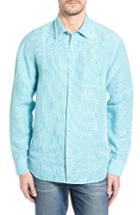 Men's Tommy Bahama Check Linen Sport Shirt - Blue