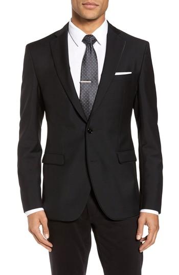 Men's Boss Reman Extra Trim Fit Wool & Mohair Blazer R - Black