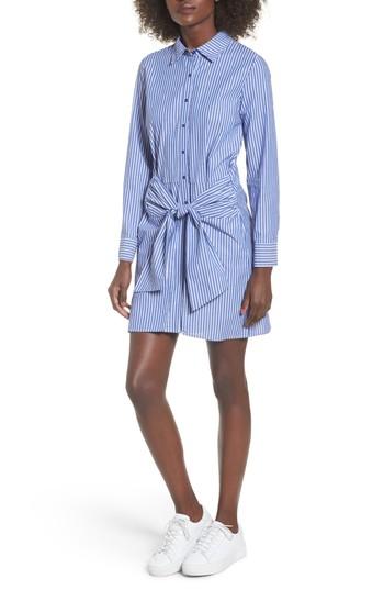 Women's Love, Fire Tie Front Stripe Shirtdress - Blue