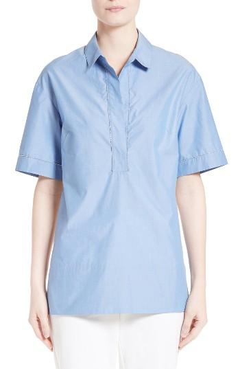 Women's St. John Collection Chambray & Silk Shirt