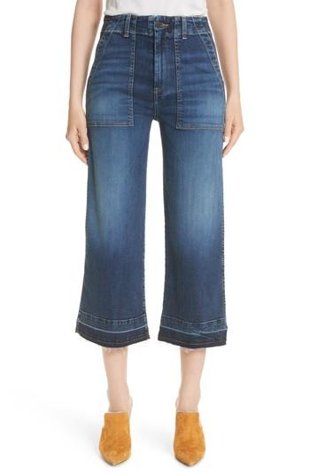 Women's Veronica Beard Lou Released Hem Gaucho Jeans - Blue