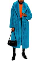 Women's Topshop Luxe Faux Fur Coat Us (fits Like 0) - Blue/green