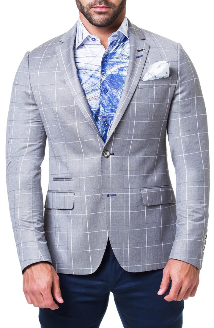 Men's Maceoo Socrate Strip Blazer - Grey