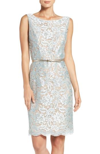 Women's Ellen Tracy Sequin Lace Sheath Dress - Blue
