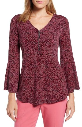 Women's Chaus Bell Sleeve Zipper Top - Black