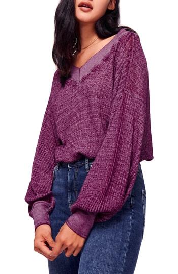Women's We The Free By Free People South Side Thermal Top - Burgundy