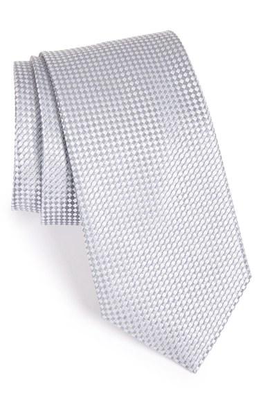Men's Nordstrom Men's Shop 'nate' Solid Silk Tie, Size - Grey