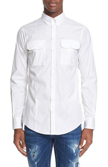 Men's Dsquared2 Stretch Cotton Military Shirt