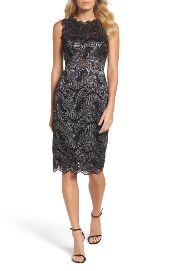Women's Adrianna Papell Two-tone Lace Sheath Dress