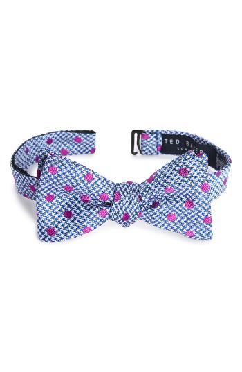 Men's Ted Baker London Houndstooth Silk Bow Tie, Size - Blue