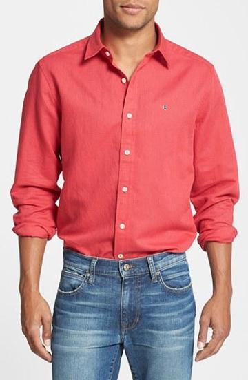 Victorinox Swiss Army 'villamont' Tailored Fit Linen & Cotton Sport Shirt Red