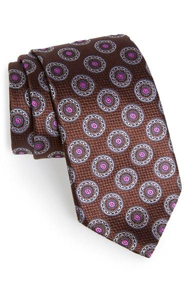 Men's Ermenegildo Zegna Medallion Silk Tie, Size - Brown
