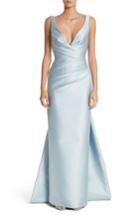 Women's Monique Lhuillier V-neck Satin Column Gown - Blue