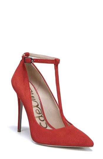 Women's Sam Edelman Dorinda T-strap Pump M - Red