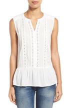 Women's Caslon Lace Trim Sleeveless Ruffle Hem Blouse - Ivory