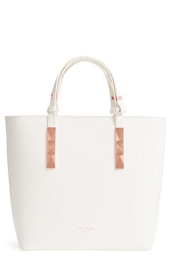 Ted Baker London Jaceyy Adjustable Handle Leather Shopper - Ivory