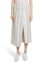 Women's Robert Rodriguez Asymmetrical Wrap Front Stripe Midi Skirt - White