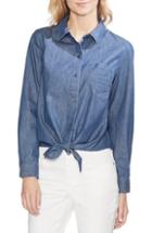 Women's Vince Camuto Tie Front Denim Shirt - Blue
